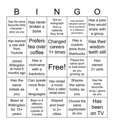 Unite Bingo Card
