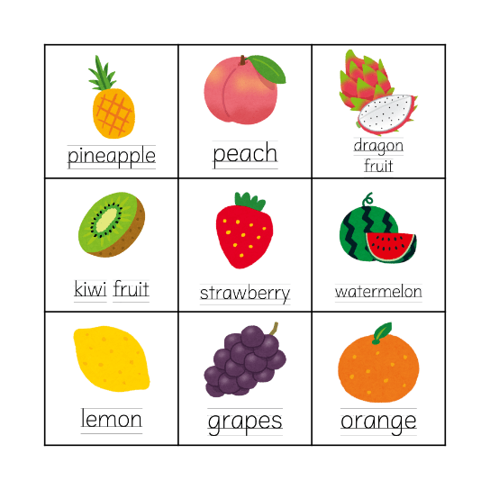 FRUIT BINGO Card