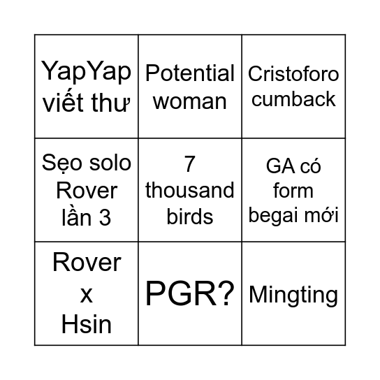 ƯƯ 3.5 Bingo Card