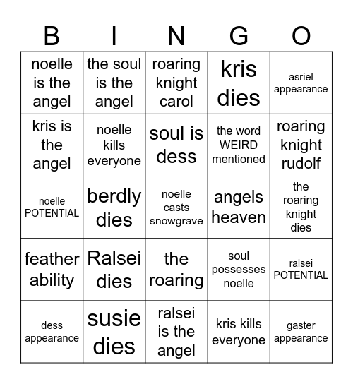 Chapter 7 B SIDE Bingo Card