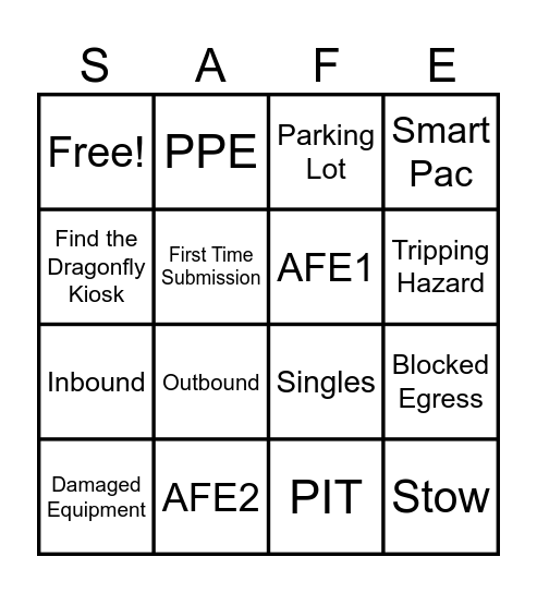 BINGO ON THE FLY! Bingo Card