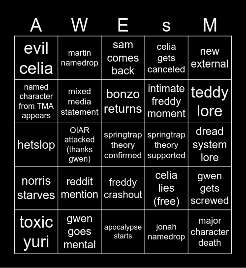 MAGP s2 FINALE BINGO Card