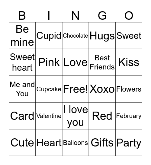 Valentine Bingo  Bingo Card