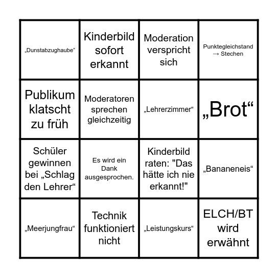 Das große Abiball - BINGO Card