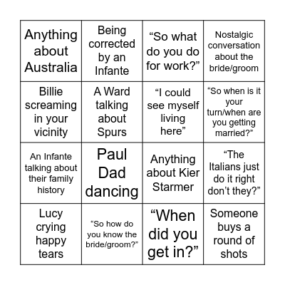 Alice & Lew - Wedding Bingo Card
