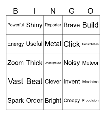 Vocabulary-Summer (Week 1-3) Bingo Card