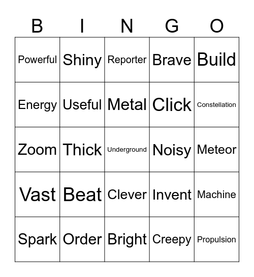 Vocabulary-Summer (Week 1-3) Bingo Card