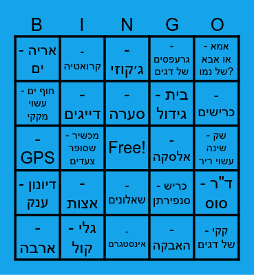 ?מה דגים משדרים Bingo Card