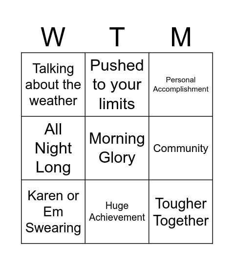 WTM BRUNCH BINGO Card