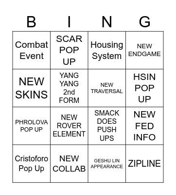 Wuwa 3.5 Bingo Card