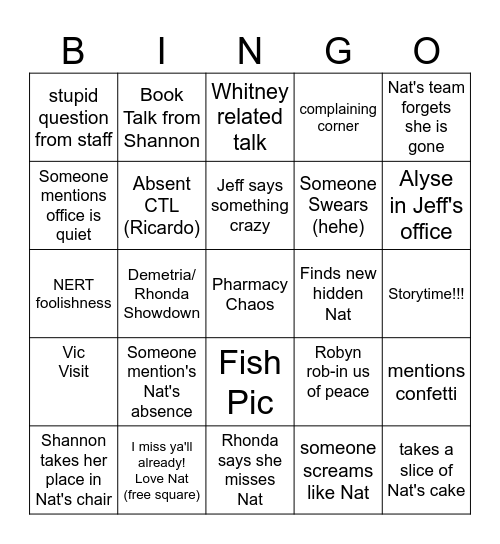 Surprise!!!!! Bingo Card