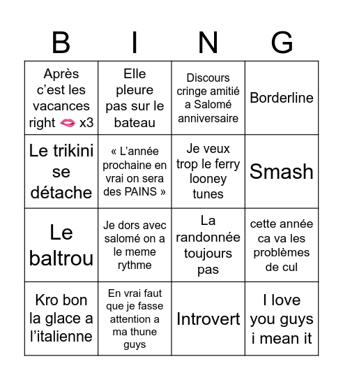 Pépé Love V2 Bingo Card