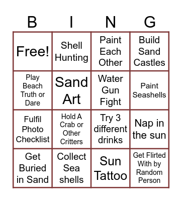 Summer Bingo Card