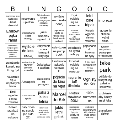 Wakacje 2026 Bingo Card