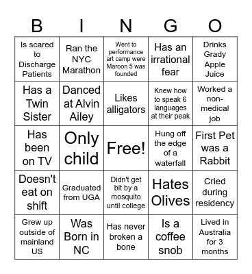 Chiefs Bingo Card