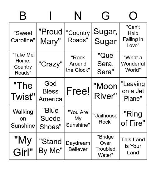 Music Bingo Card