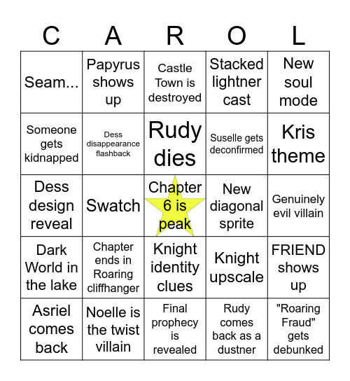 Deltarune Chapter 6 bingo card Bingo Card