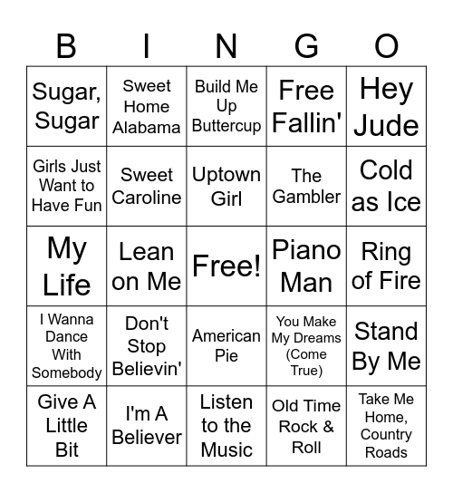 Musical Bingo #3 Bingo Card