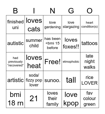 Luca’s Bingo !!! Bingo Card