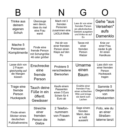 JGA Bingo Card