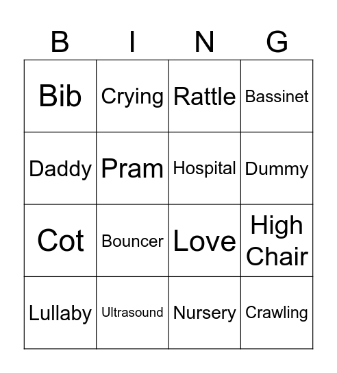 Baby Bingo Card