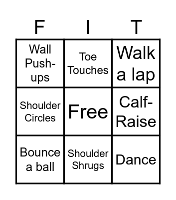 Fitness Bingo Card