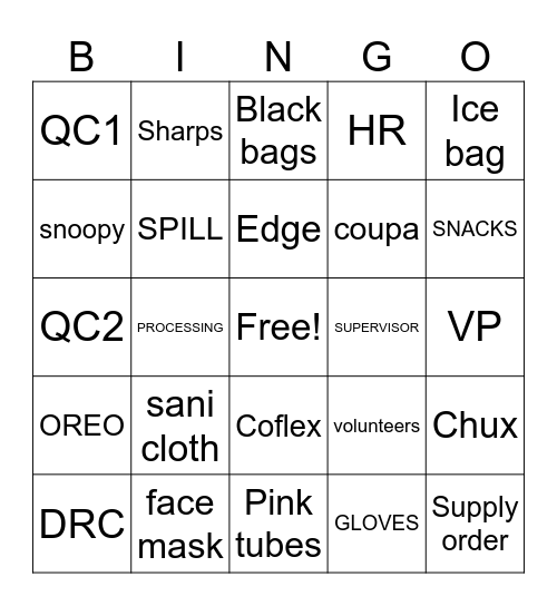 Kitting Day Bingo Card