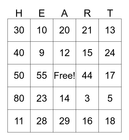 Happy Valentine's Day! Bingo Card