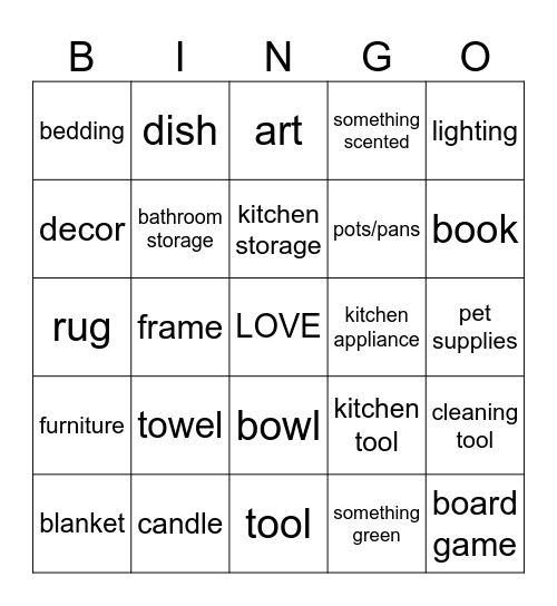 Kerrigan's Gifts Bingo Card