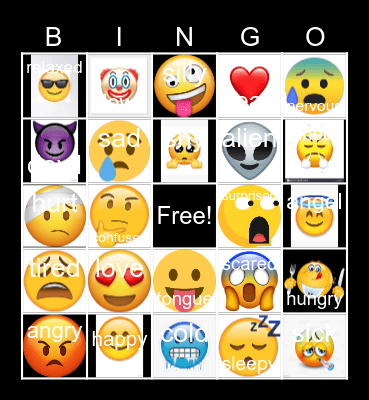 emotions Bingo Card