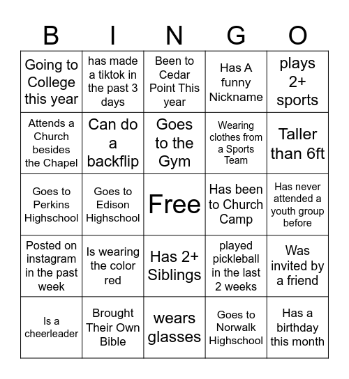 Human Bingo Card