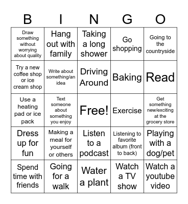 "A"ccumulate Positive Emotions Bingo Card