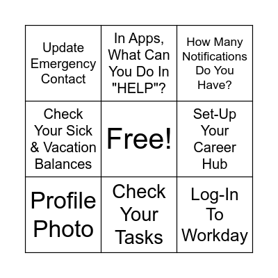 WORKDAY B-I-N-G-O! Bingo Card