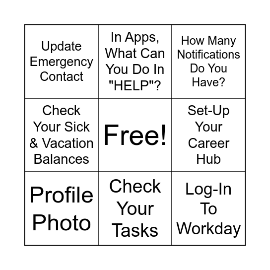WORKDAY B-I-N-G-O! Bingo Card