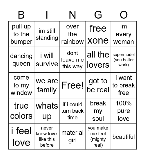 Billboards top pride month songs Bingo Card