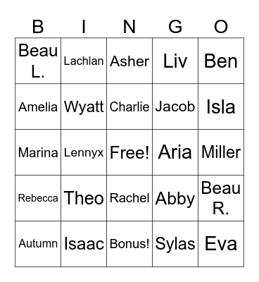 Friend Bingo Card