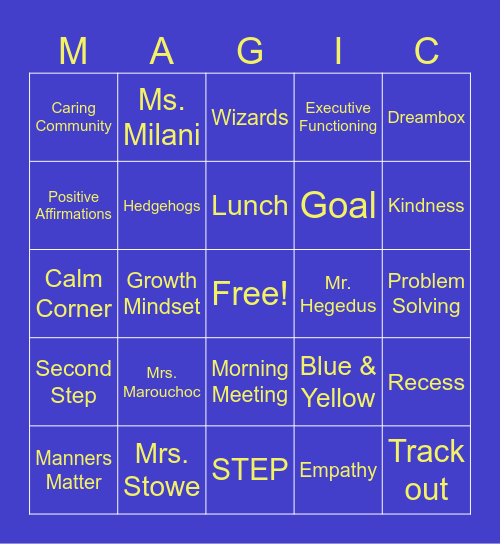 Woods Creek MAGIC Bingo Card
