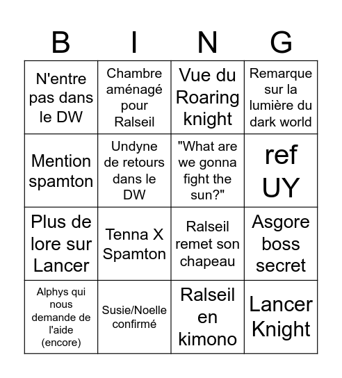 Deltarune c5 Bingo Card
