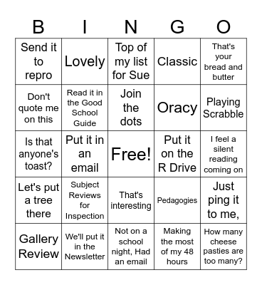 Holty's Lingo Bingo Card