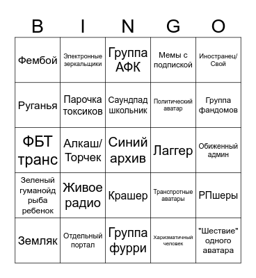 Vrchat Bingo Card