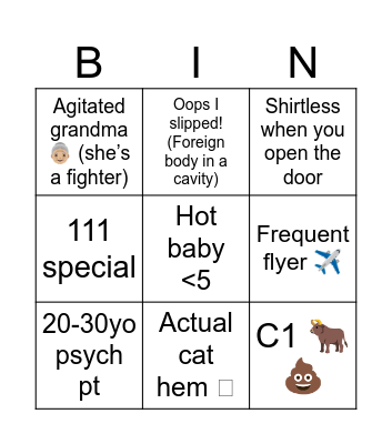 Night shift Bingo 🚑 Bingo Card