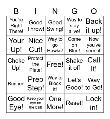 Baseball Bingo Card