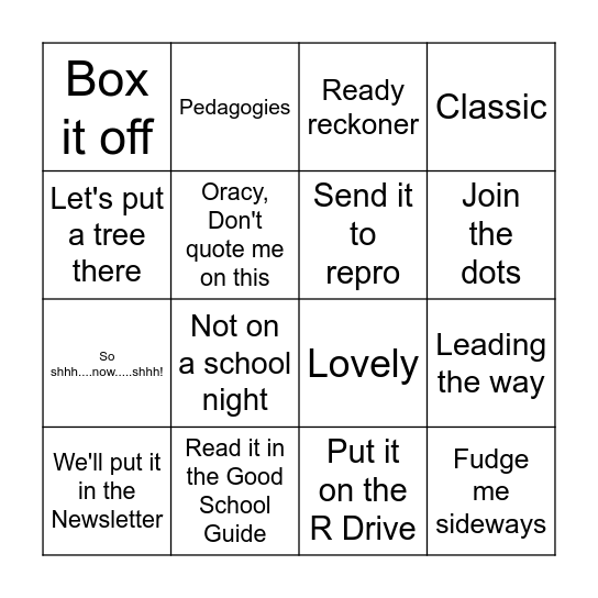 Holty's Lingo Bingo Card