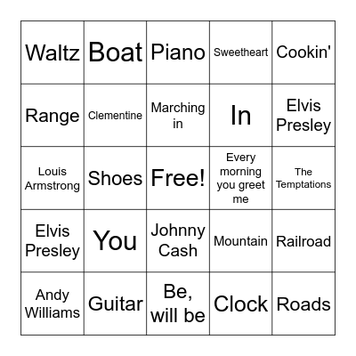 Music Trivia Bingo Card
