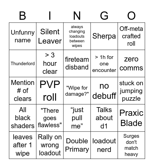 Untitled Bingo Card