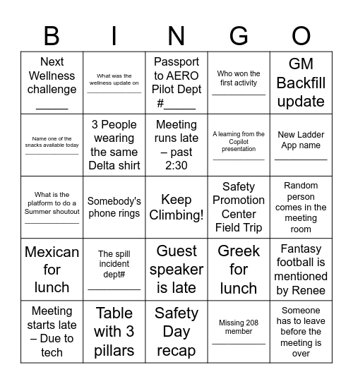 Meeting - 208 Bingo Card