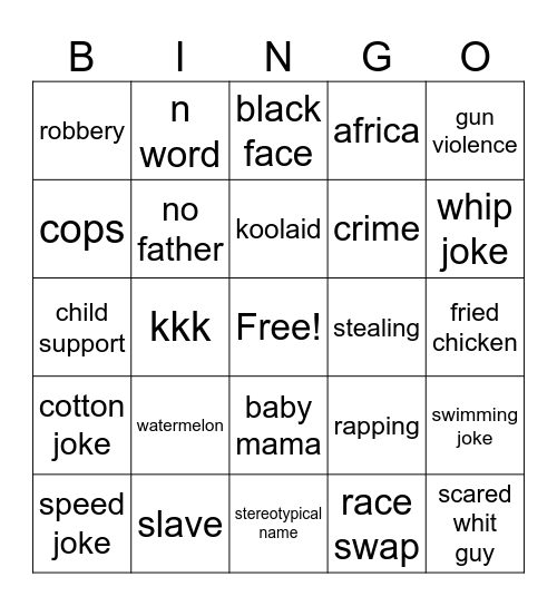 family guy black jokes Bingo Card