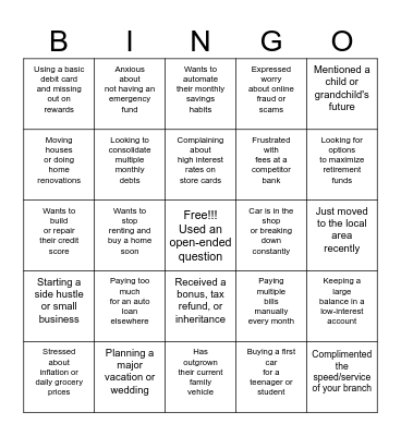 Curiosity Bingo Card