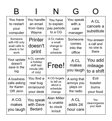 Elderlink Bingo Card
