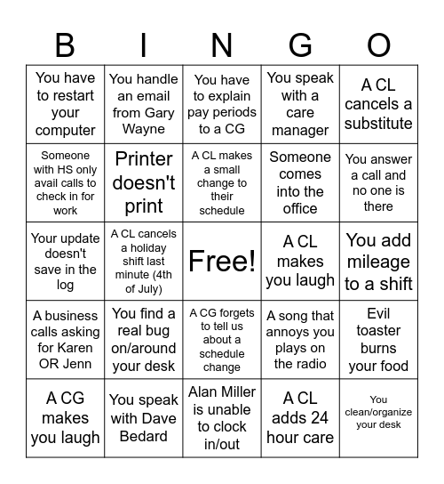 Elderlink Bingo Card